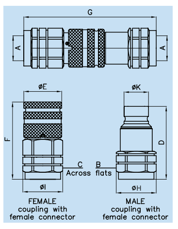 Hraðtengi flat face 1/2 male 375bar