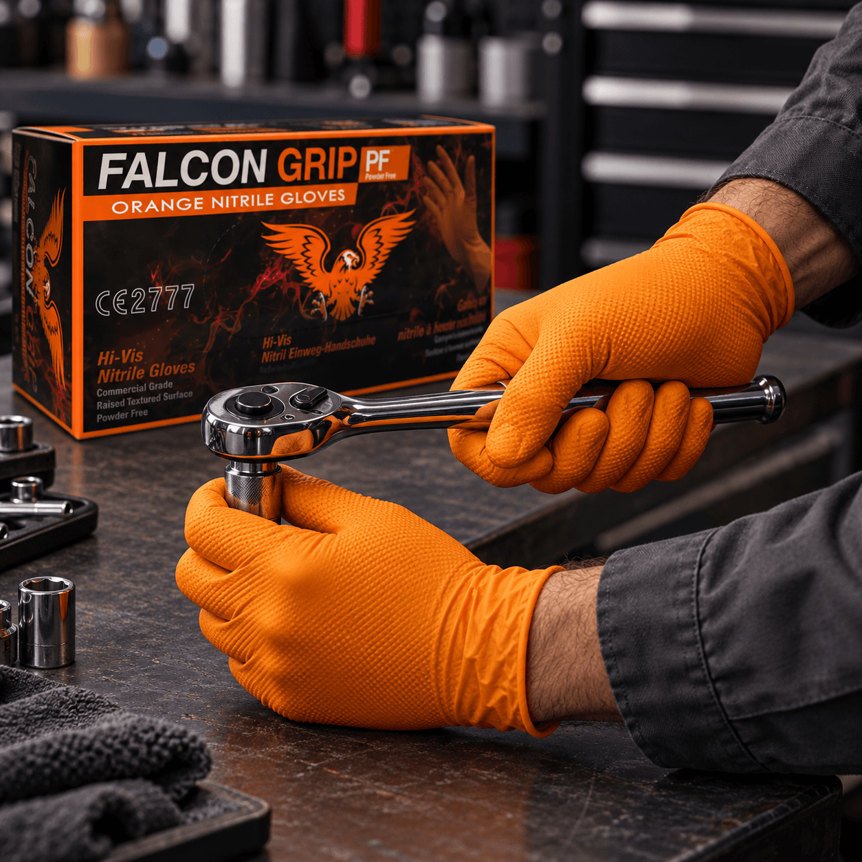 Falcon grip nitrile einnota hanskar st.XL PK100