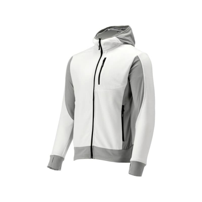 Fleece jakki m/hettu hvítur